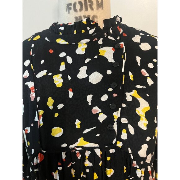 ba&sh Telma Black Mini Dress Abstract Graphic Print Colorful Size Small - Picture 9 of 9